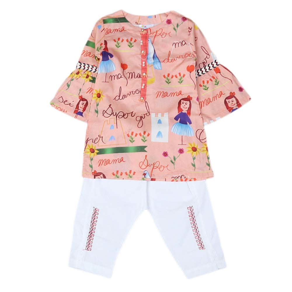 Newborn Girls 2pcs Suit - Peach, Kids, NB Girls Sets And Suits, Chase Value, Chase Value