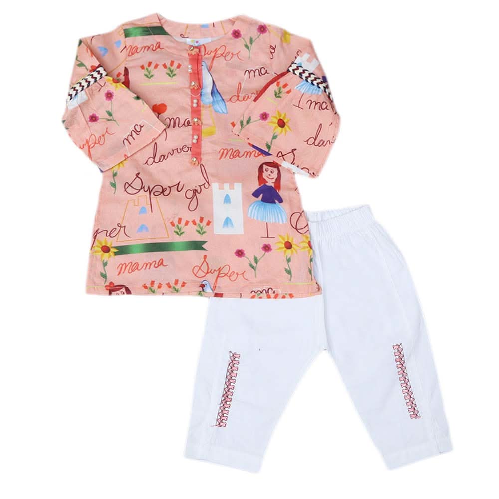 Newborn Girls 2pcs Suit - Peach, Kids, NB Girls Sets And Suits, Chase Value, Chase Value