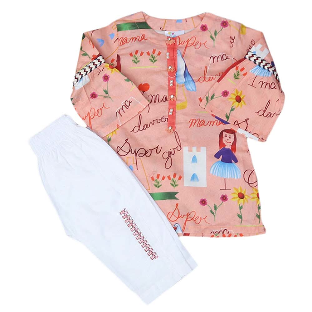Newborn Girls 2pcs Suit - Peach, Kids, NB Girls Sets And Suits, Chase Value, Chase Value