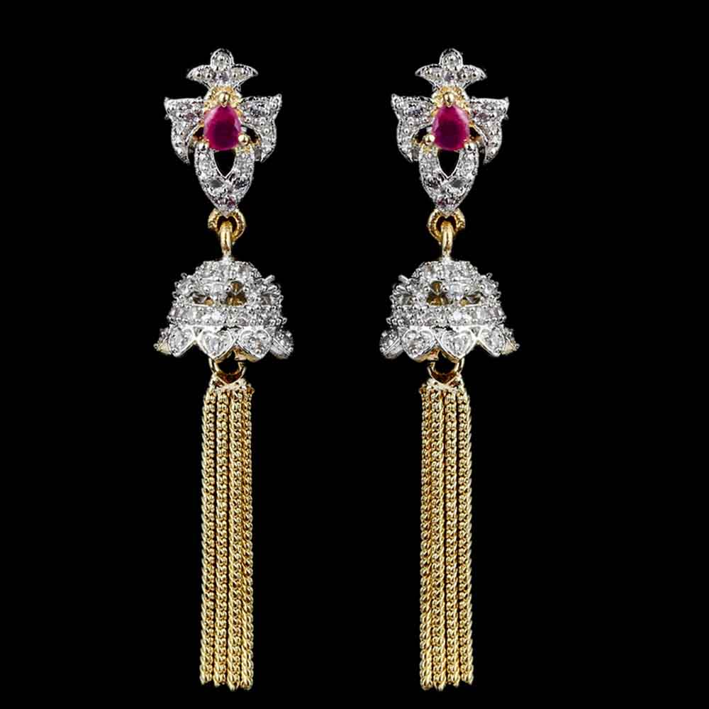 Women's Jhumki - Golden & Red, Women, Earrings & Tops, Chase Value, Chase Value