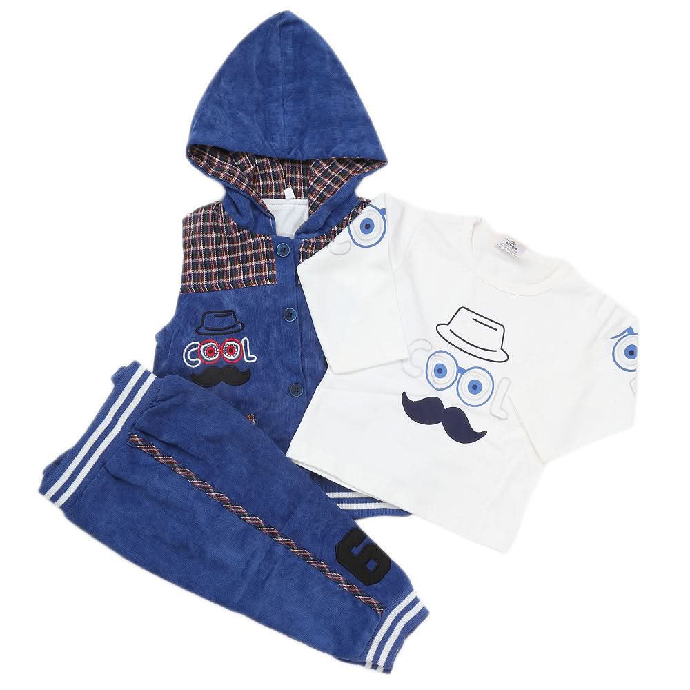 Boys Full Sleeves 3 Piece Pant Suit - Blue, Kids, Boys Sets And Suits, Chase Value, Chase Value