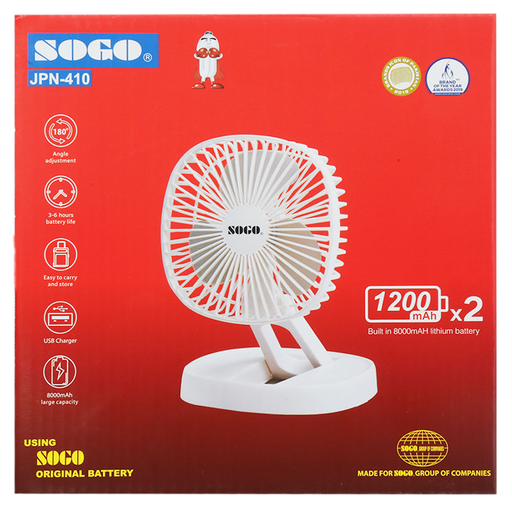 Sogo Portable Rechargeable Fan - Jpn-410, Home & Lifestyle, Charging Fans, Chase Value, Chase Value