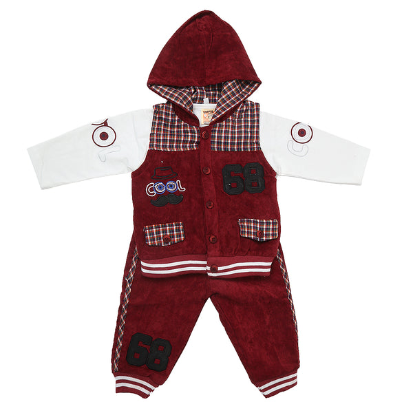 Boys Full Sleeves 3 Piece Pant Suit - Maroon, Kids, Boys Sets And Suits, Chase Value, Chase Value
