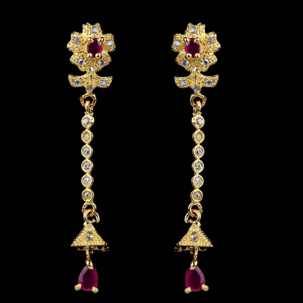 Women's Jhumki - Golden & Red, Women, Earrings & Tops, Chase Value, Chase Value