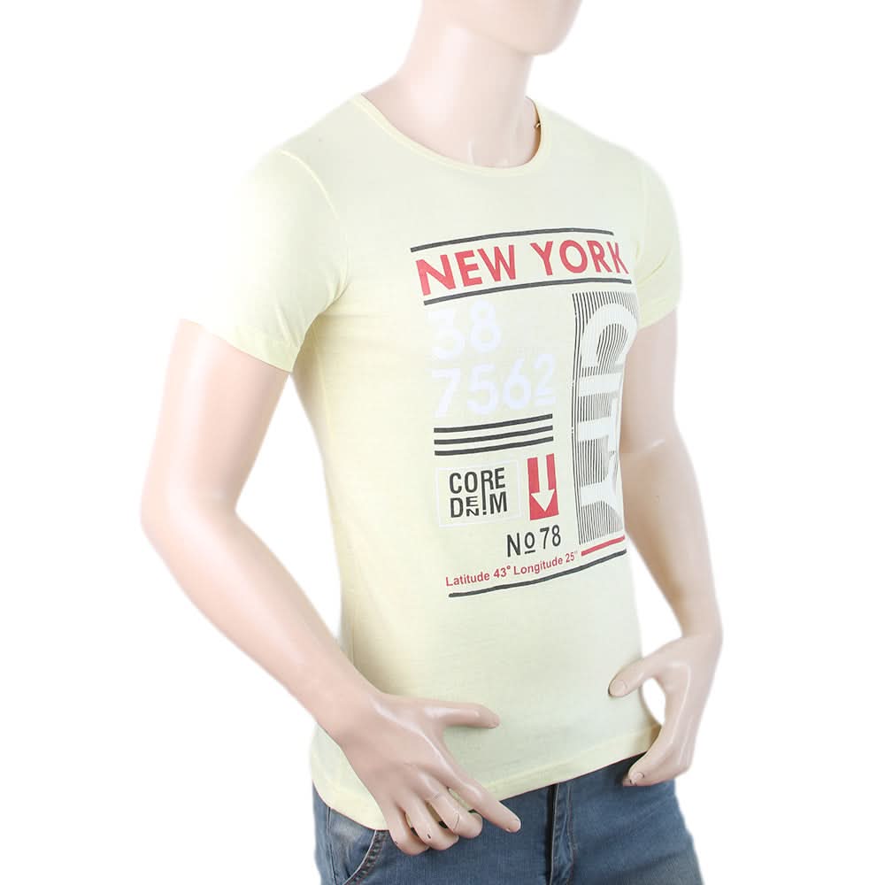 Mens Half Sleeves Printed T-Shirt - Yellow, Men, T-Shirts And Polos, Chase Value, Chase Value