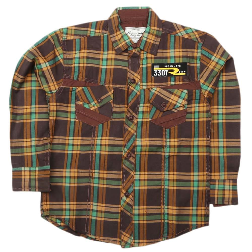 Boys Full Sleeves Casual Shirt - Brown, Kids, Boys Shirts, Chase Value, Chase Value