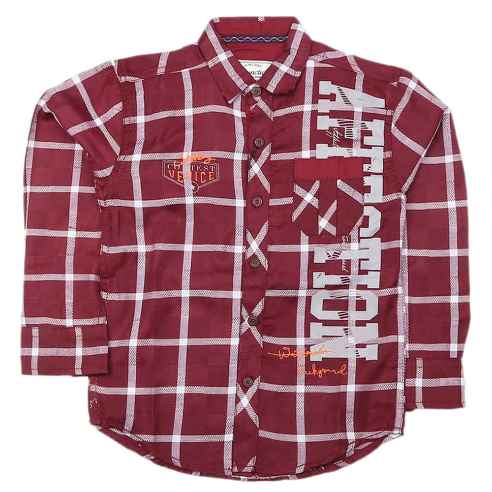 Boys Full Sleeves Casual Shirt - Maroon, Kids, Boys Shirts, Chase Value, Chase Value