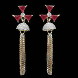 Women's Jhumki - Golden & Red, Women, Earrings & Tops, Chase Value, Chase Value