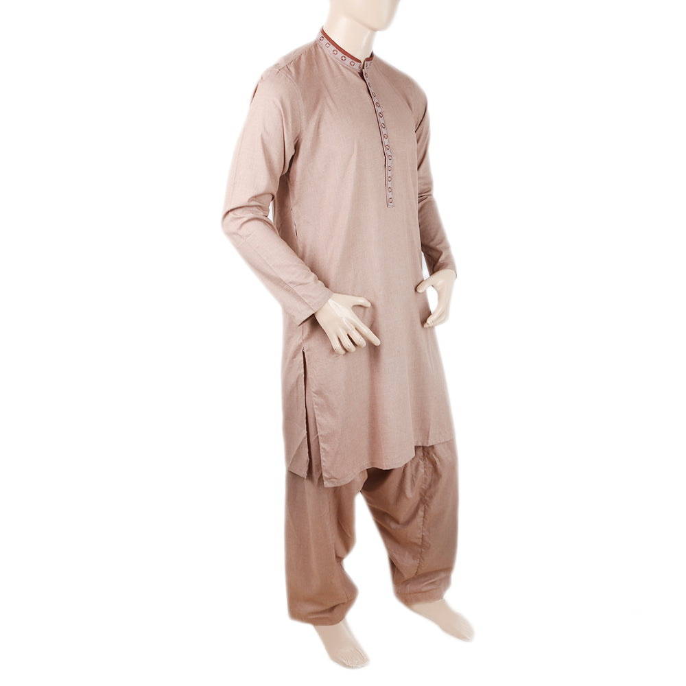 Men's Mashriq Embroidered Kurta Shalwar Suit - Brown, Men, Shalwar Kameez, Chase Value, Chase Value