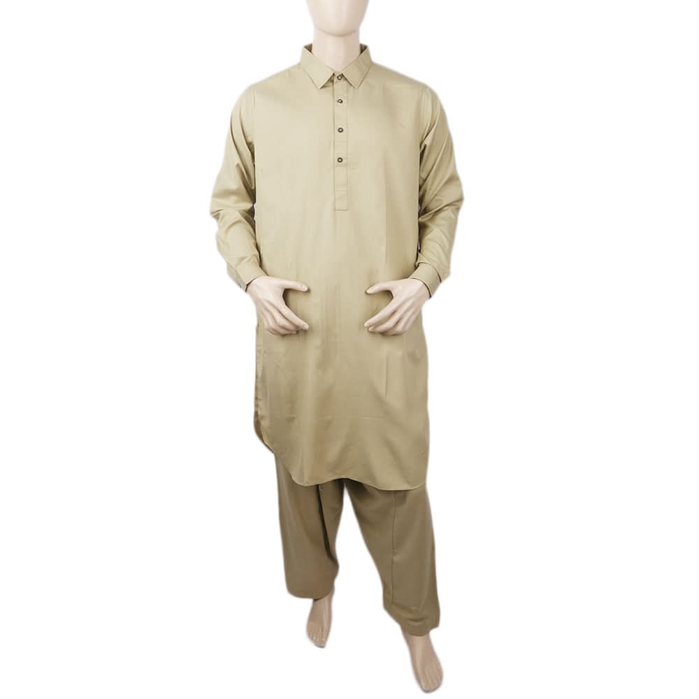 Men's Mashriq Slim Fit Shalwar Suit - Brown, Men, Shalwar Kameez, Chase Value, Chase Value