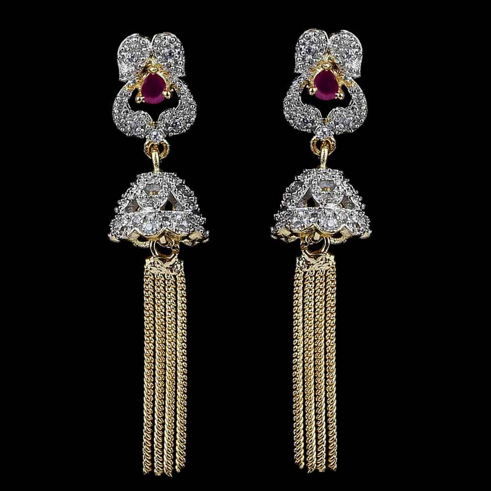 Women's Jhumki - Golden & Red, Women, Earrings & Tops, Chase Value, Chase Value