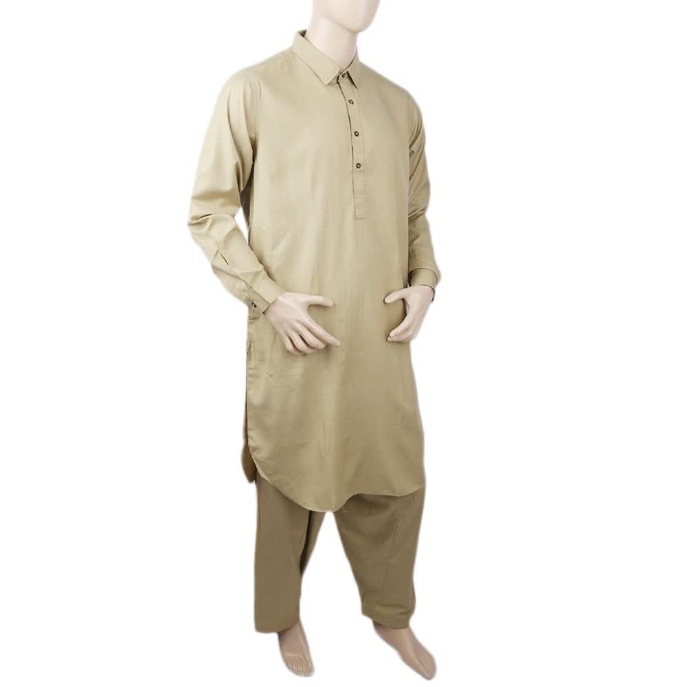 Men's Mashriq Slim Fit Shalwar Suit - Brown, Men, Shalwar Kameez, Chase Value, Chase Value