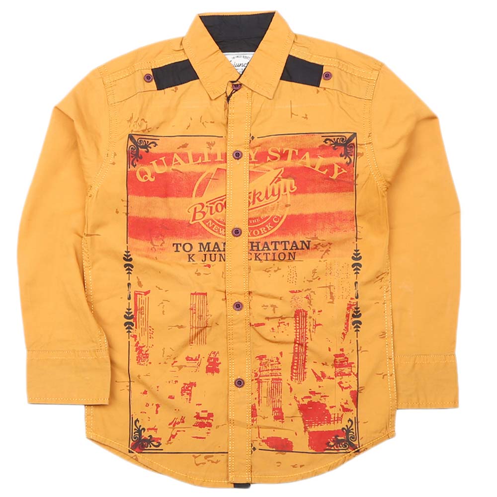 Boys Full Sleeves Casual Shirt - Mustard, Kids, Boys Shirts, Chase Value, Chase Value