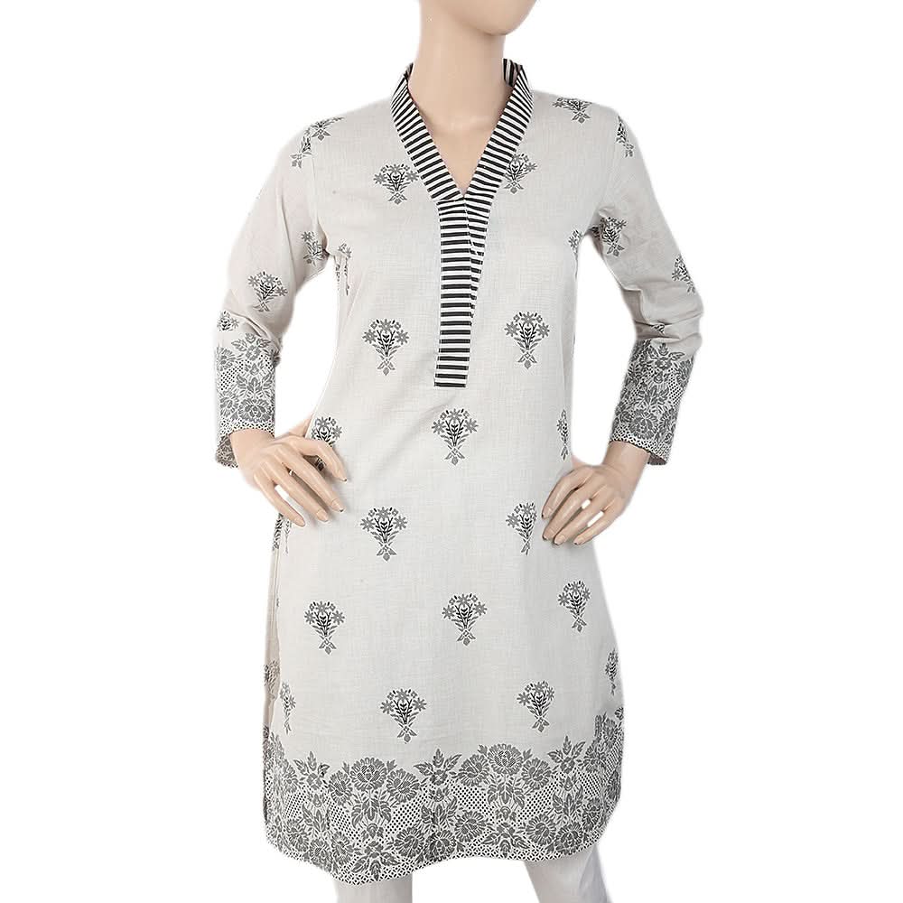 Women's Printed Kurti - Light Grey, Women, Ready Kurtis, Chase Value, Chase Value