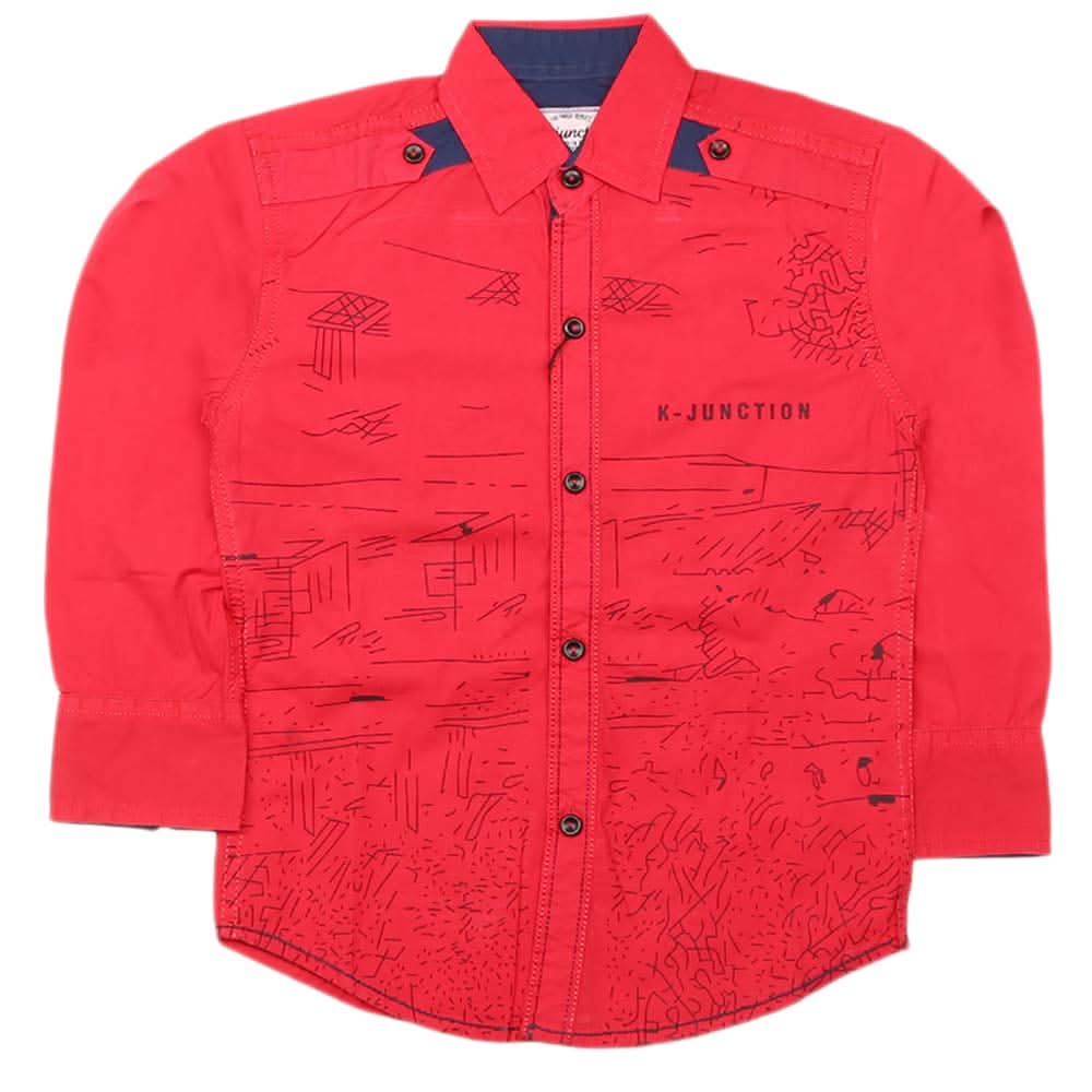 Boys Full Sleeves Casual Shirt - Red, Kids, Boys Shirts, Chase Value, Chase Value