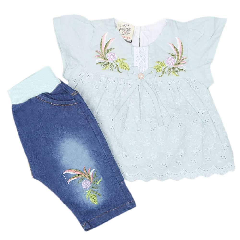 Newborn Girls 2pcs Suit - Cyan, Kids, NB Girls Sets And Suits, Chase Value, Chase Value
