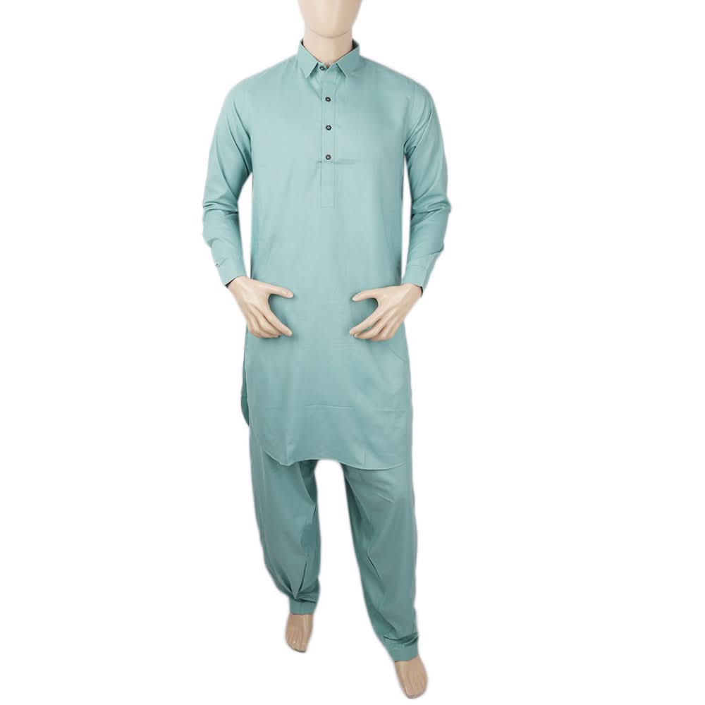 Men's Mashriq Slim Fit Shalwar Kameez - Sea Green, Men, Shalwar Kameez, Chase Value, Chase Value