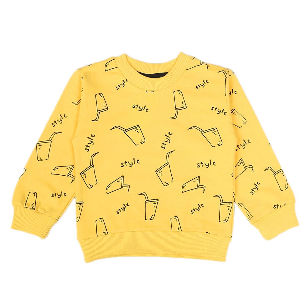 Boys Terry Sweat Shirt - Yellow, Boys Hoodies & Sweat Shirts, Chase Value, Chase Value