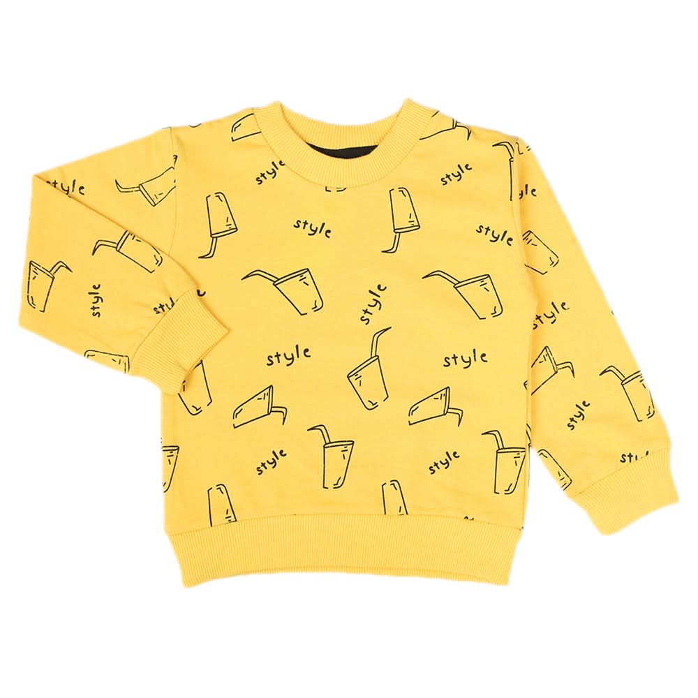 Boys Terry Sweat Shirt - Yellow, Boys Hoodies & Sweat Shirts, Chase Value, Chase Value