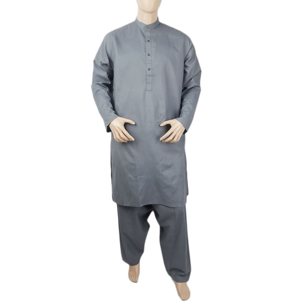Men's Mashriq Slim Fit Suit - Steel Blue, Men, Shalwar Kameez, Chase Value, Chase Value