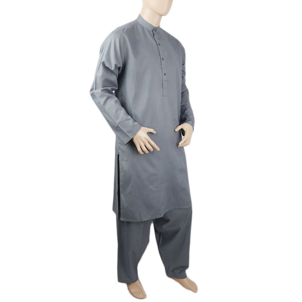 Men's Mashriq Slim Fit Suit - Steel Blue, Men, Shalwar Kameez, Chase Value, Chase Value