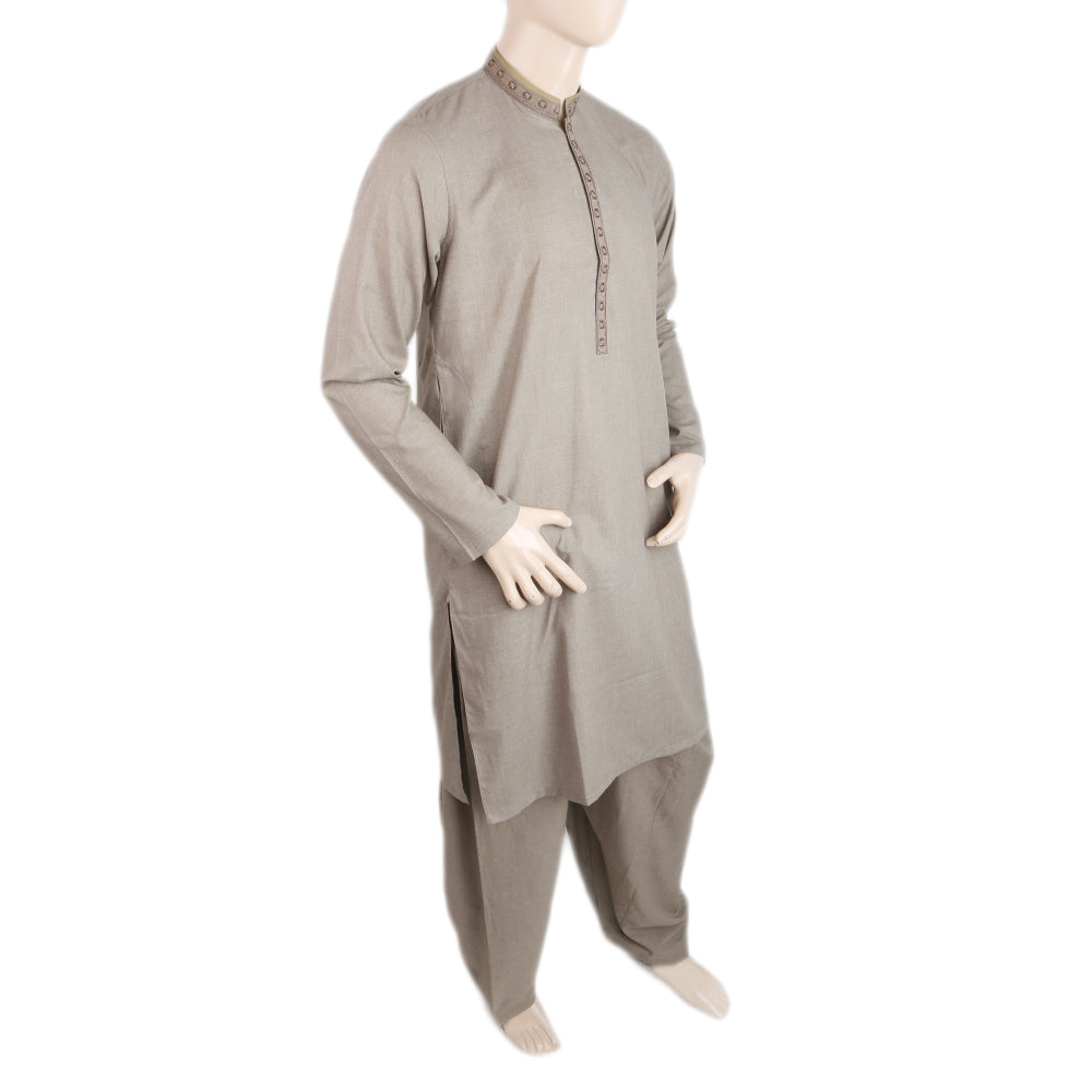 Men's Mashriq Embroidered Kurta Shalwar Suit - Olive Green, Men, Shalwar Kameez, Chase Value, Chase Value
