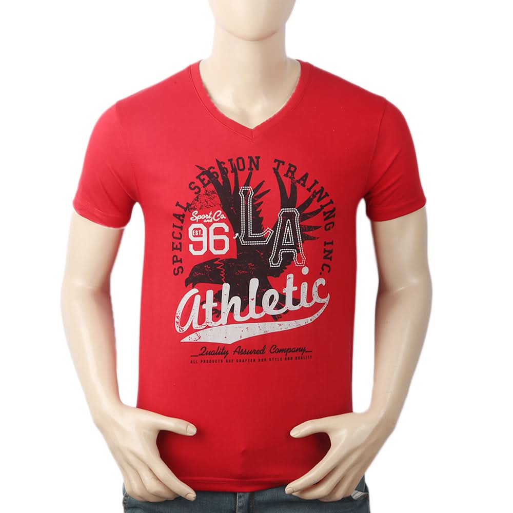 Men's Half Sleeves Round Neck T-Shirt - Red, Men, T-Shirts And Polos, Chase Value, Chase Value