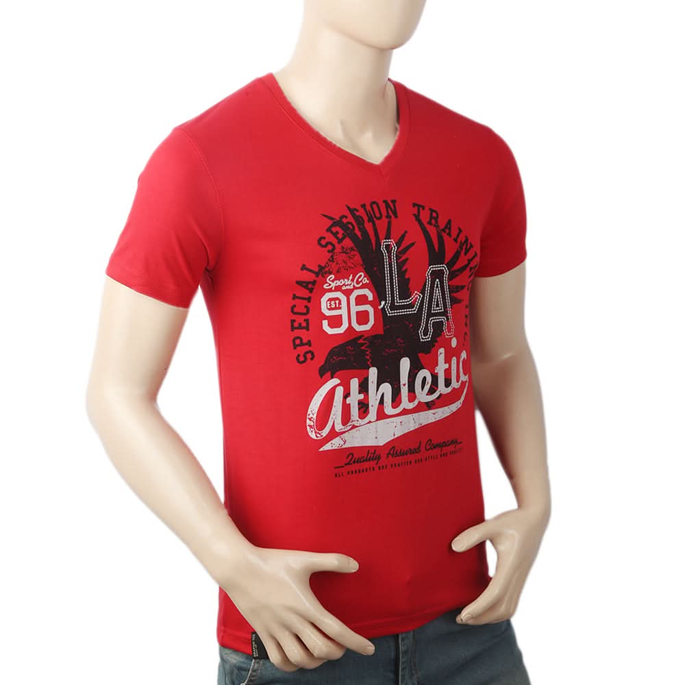 Men's Half Sleeves Round Neck T-Shirt - Red, Men, T-Shirts And Polos, Chase Value, Chase Value