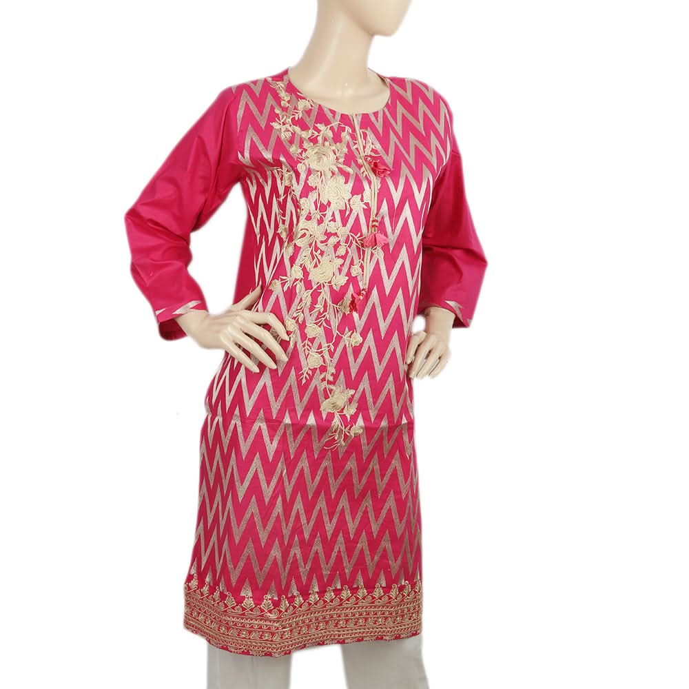 Women's Embroidered Kurti - Pink, Women, Ready Kurtis, Chase Value, Chase Value