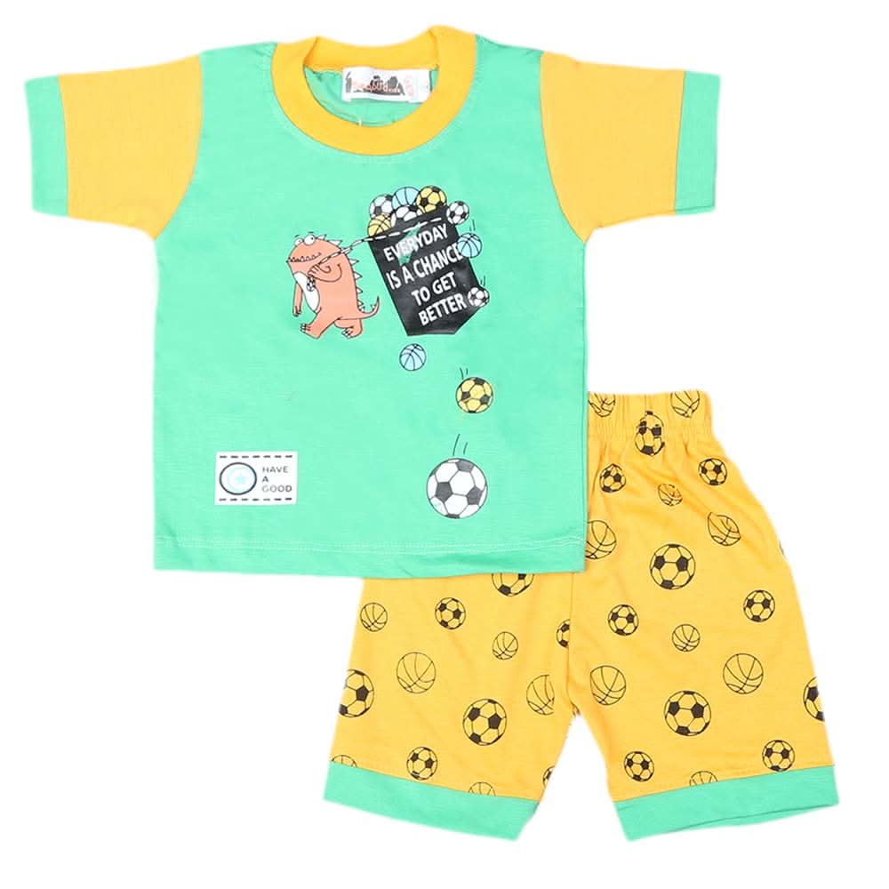 Boys Half Sleeves Suit 4545 - Green, Kids, Boys Sets And Suits, Chase Value, Chase Value