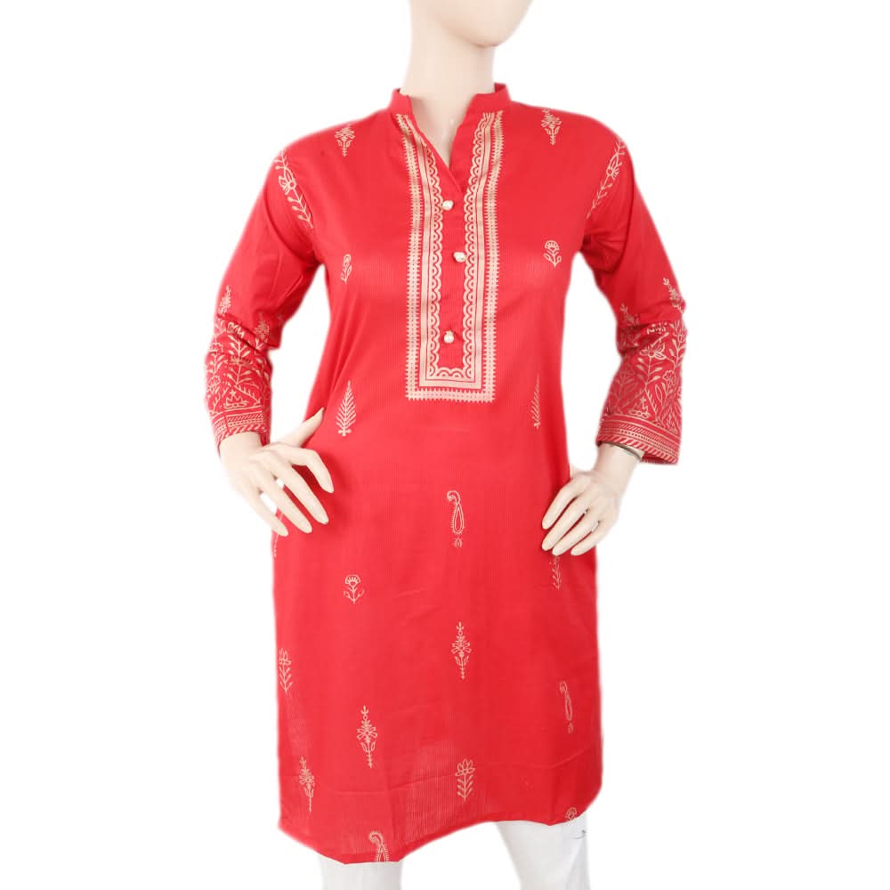 Women's Fancy Cotton Kurti - Red, Women, Ready Kurtis, Chase Value, Chase Value