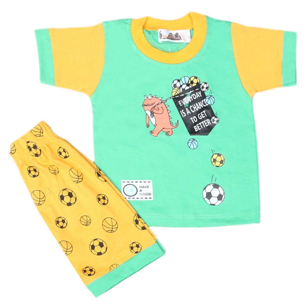 Boys Half Sleeves Suit 4545 - Green, Kids, Boys Sets And Suits, Chase Value, Chase Value
