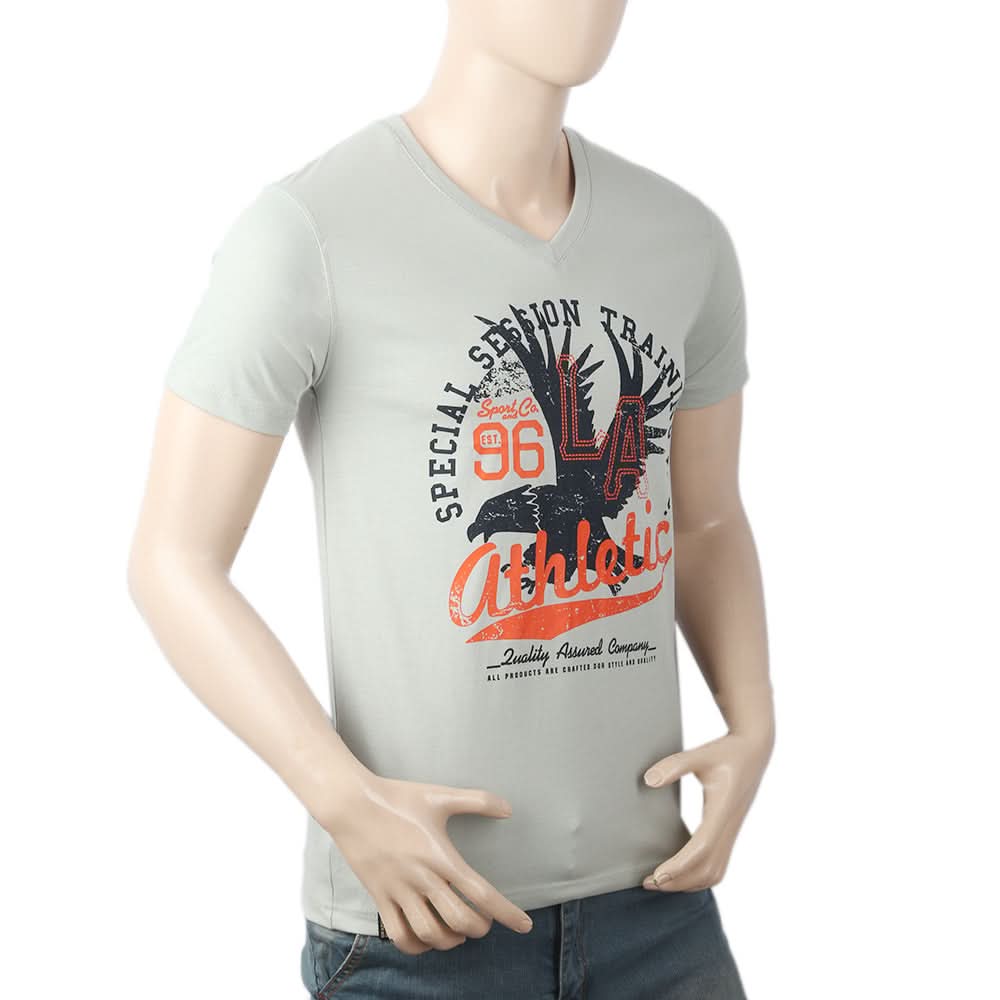 Men's Half Sleeves Round Neck T-Shirt - Grey, Men, T-Shirts And Polos, Chase Value, Chase Value
