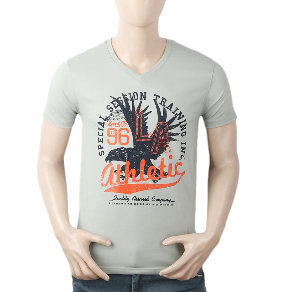Men's Half Sleeves Round Neck T-Shirt - Grey, Men, T-Shirts And Polos, Chase Value, Chase Value