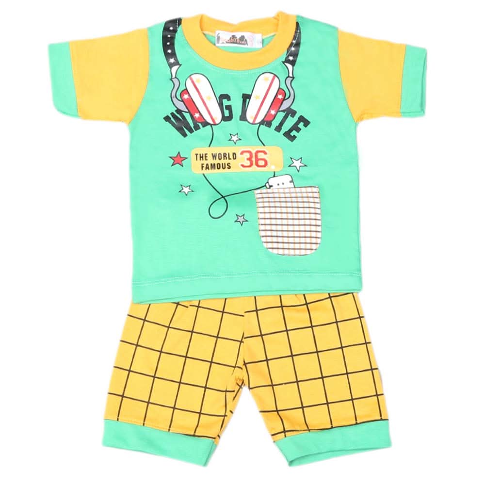 Boys Half Sleeves Suit 4543 - Green, Kids, Boys Sets And Suits, Chase Value, Chase Value