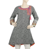 Women's Printed Embroidered Kurti - Black, Women, Ready Kurtis, Chase Value, Chase Value