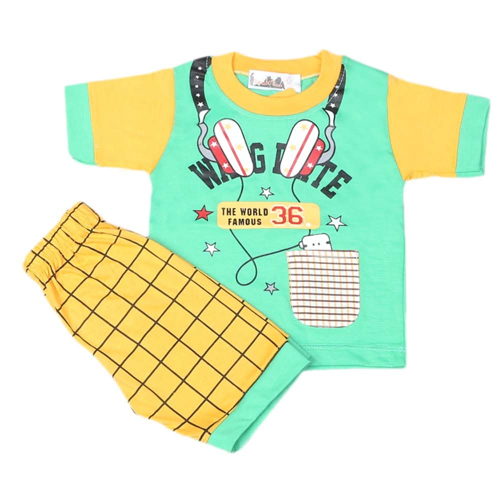 Boys Half Sleeves Suit 4543 - Green, Kids, Boys Sets And Suits, Chase Value, Chase Value