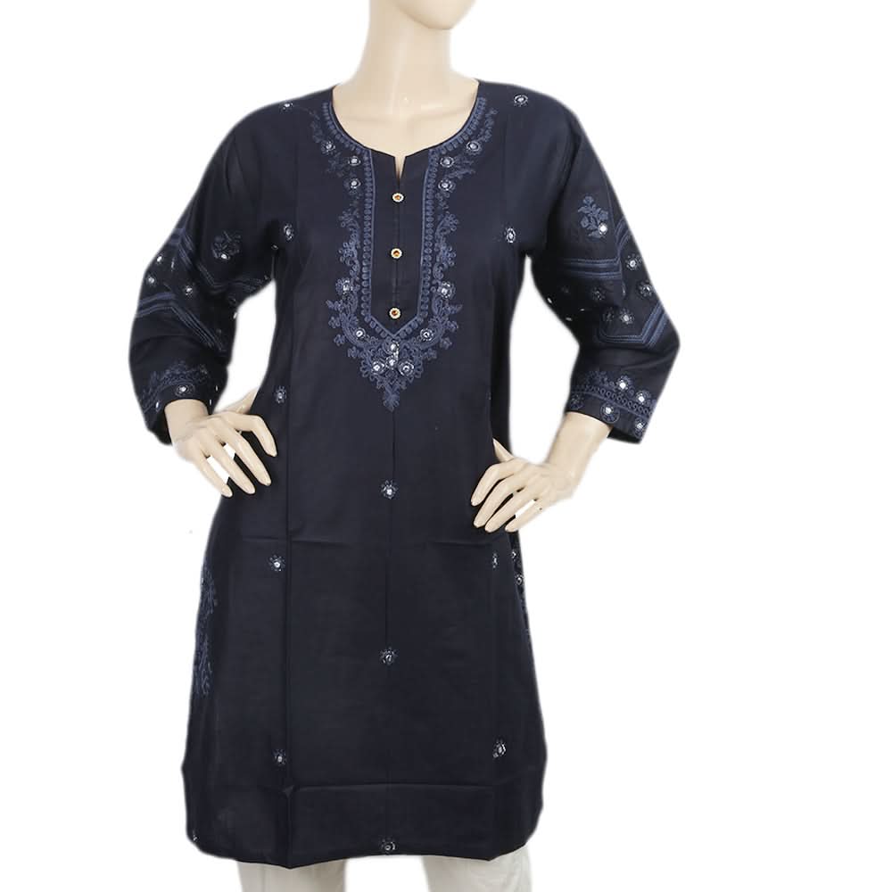 Women's Embroidered Kurti - Navy Blue, Women, Ready Kurtis, Chase Value, Chase Value