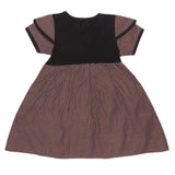 Girls Half Sleeve Printed Fancy Frock - Brown - test-store-for-chase-value