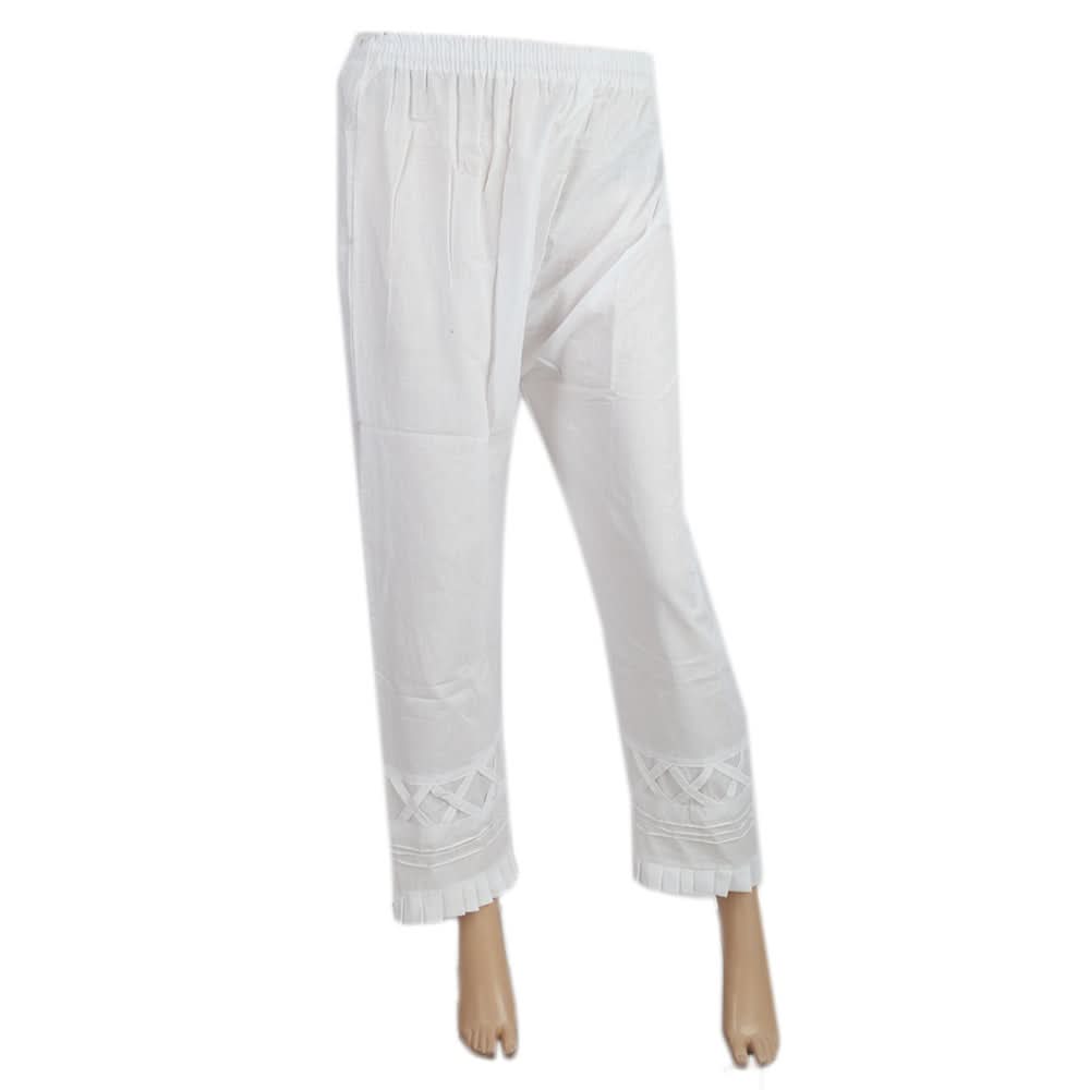 Women's Full Pentax With Filers Trouser - White, Women, Pants & Tights, Chase Value, Chase Value