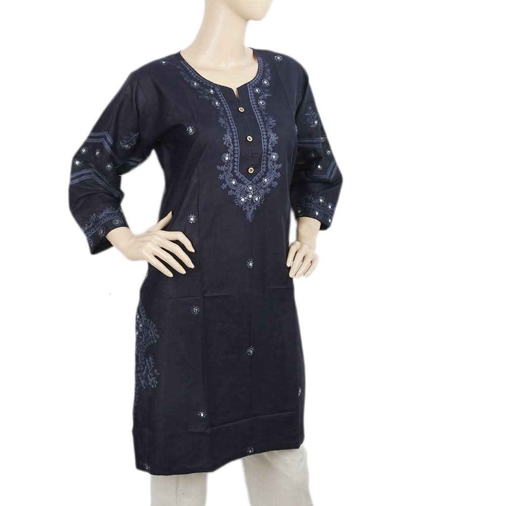 Women's Embroidered Kurti - Navy Blue, Women, Ready Kurtis, Chase Value, Chase Value