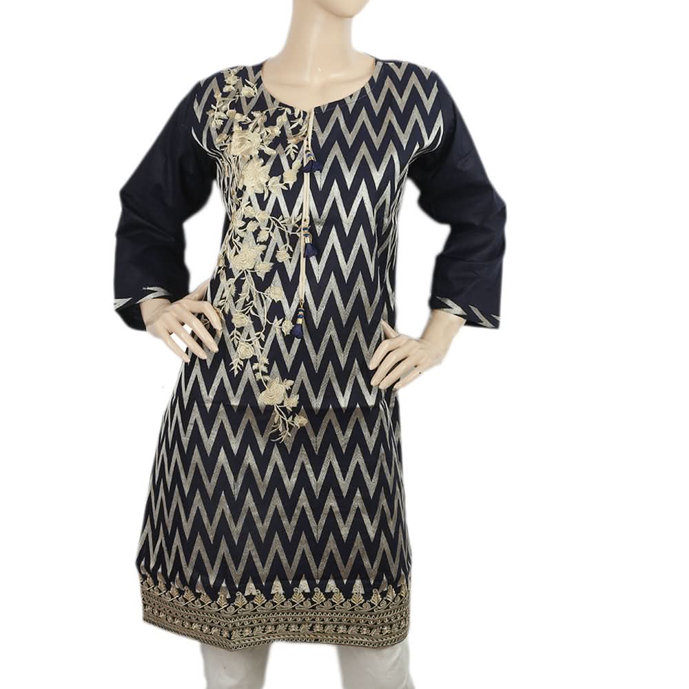 Women's Embroidered Kurti - Navy Blue, Women, Ready Kurtis, Chase Value, Chase Value
