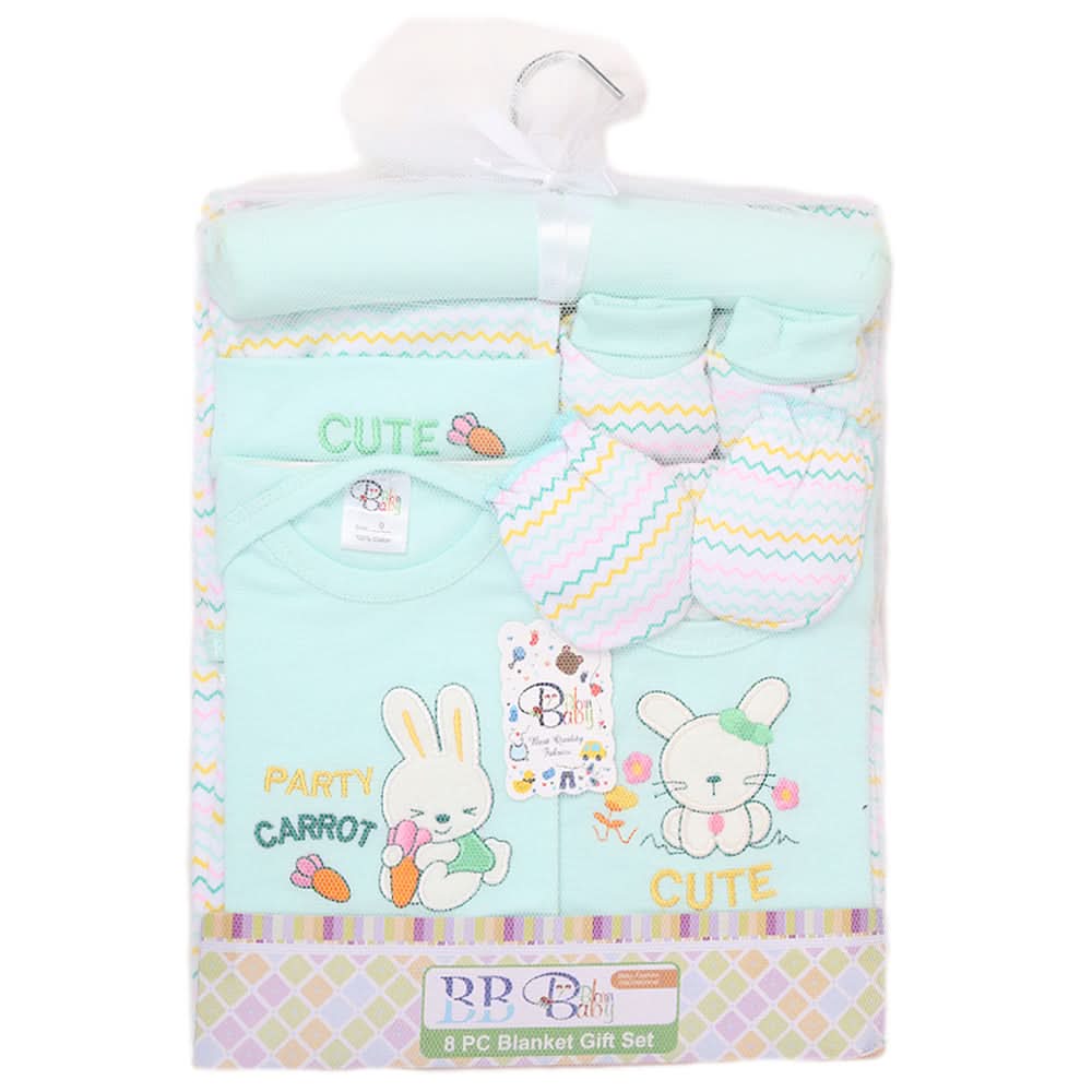 Newborn 8 Piece Blanket Gift Set - Cyan, Kids, Newborn Gift Set, Chase Value, Chase Value
