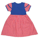 Girls Half Sleeve Printed Fancy Frock - Blue - test-store-for-chase-value