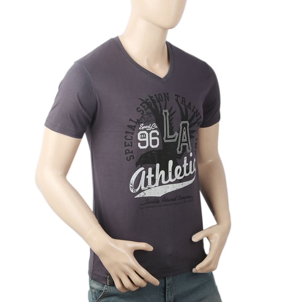 Men's Half Sleeves Round Neck T-Shirt - Dark Grey, Men, T-Shirts And Polos, Chase Value, Chase Value