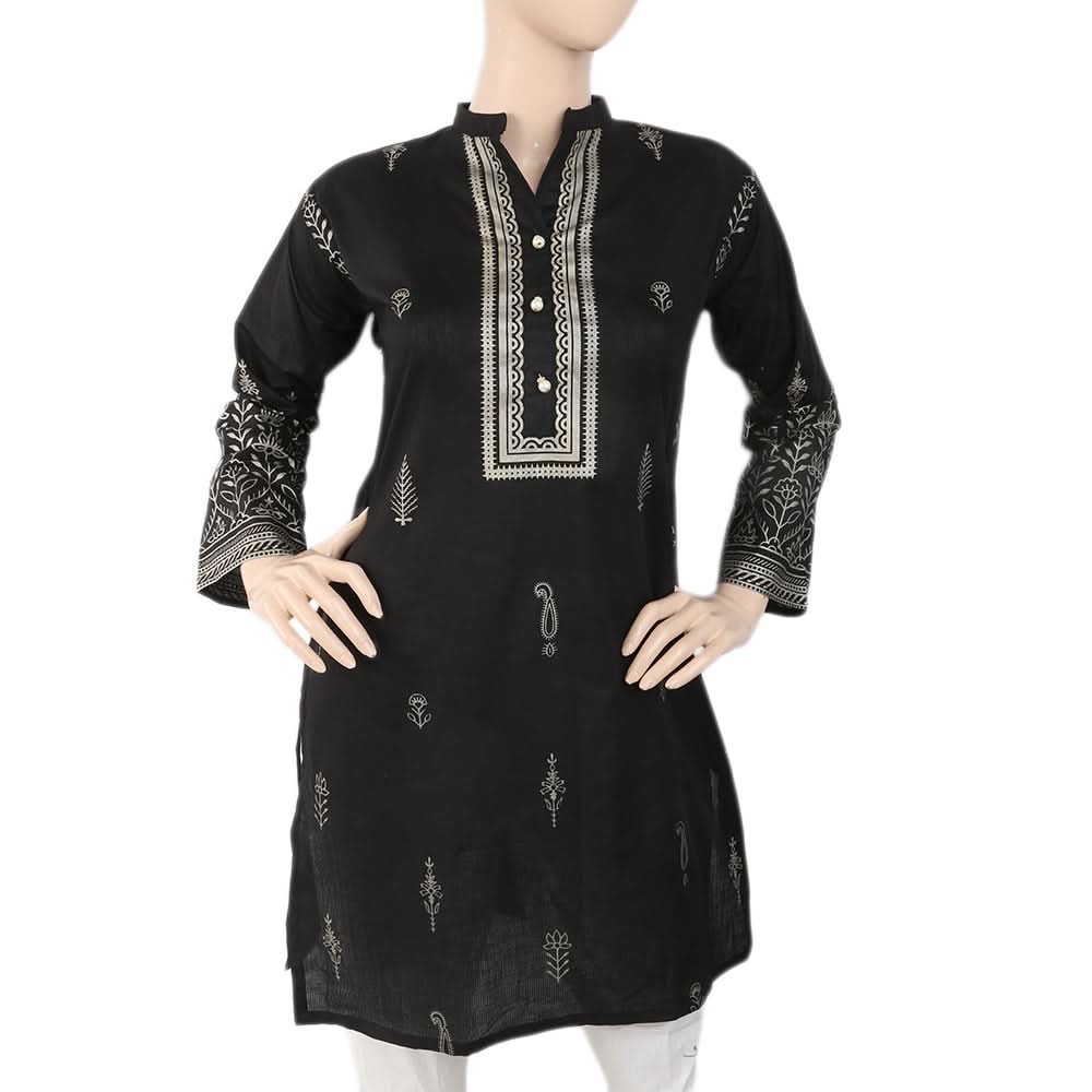 Women's Fancy Cotton Kurti - Black, Women, Ready Kurtis, Chase Value, Chase Value