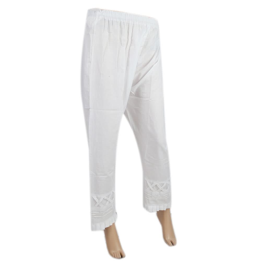 Women's Full Pentax With Filers Trouser - White, Women, Pants & Tights, Chase Value, Chase Value