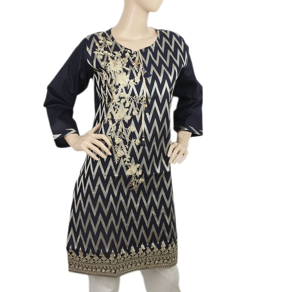 Women's Embroidered Kurti - Navy Blue, Women, Ready Kurtis, Chase Value, Chase Value