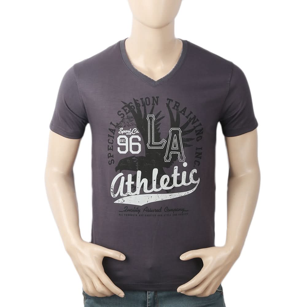 Men's Half Sleeves Round Neck T-Shirt - Dark Grey, Men, T-Shirts And Polos, Chase Value, Chase Value