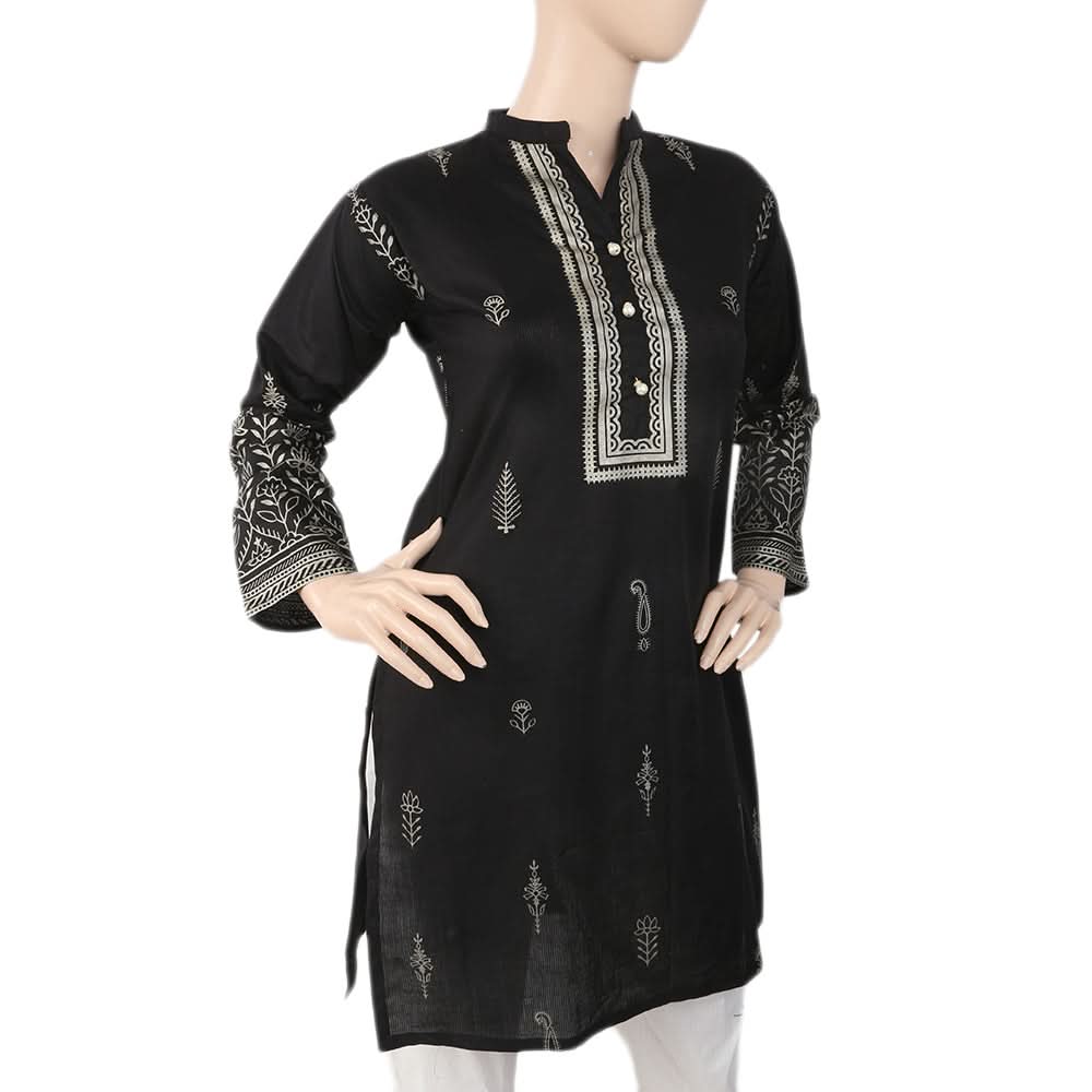 Women's Fancy Cotton Kurti - Black, Women, Ready Kurtis, Chase Value, Chase Value